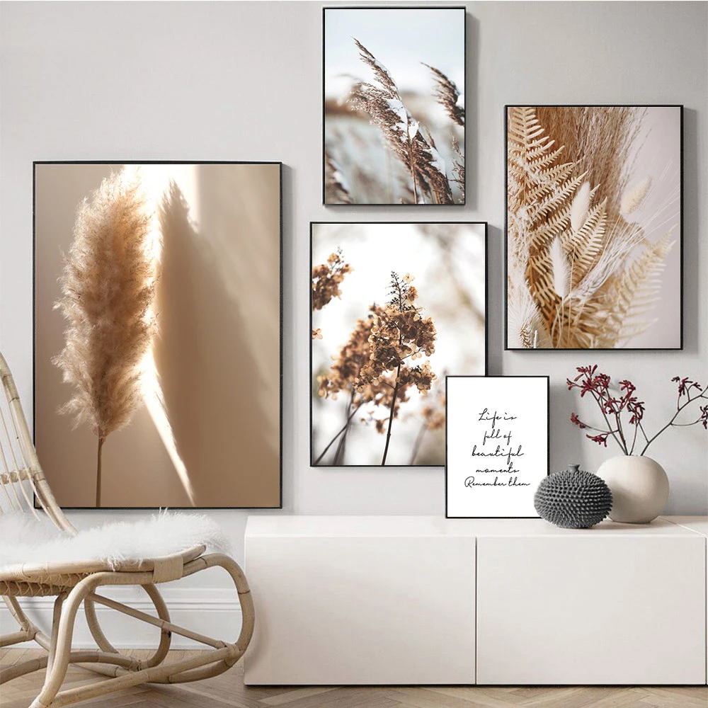 

Pampas Decoration Grass Canvas Wall Decor Poster Picture Nordic Style Home and Prints for Living Room Frameless Art