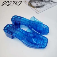 women slippers 2021 new outdoor transparent mid heel jelly women shoes platform open toe slip on breathable cool female sandals