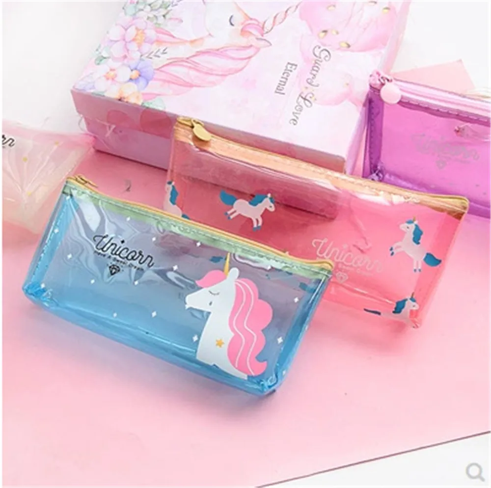Чехол для карандаша с единорогом школьные Чехлы прозрачные чехлы учеников милые