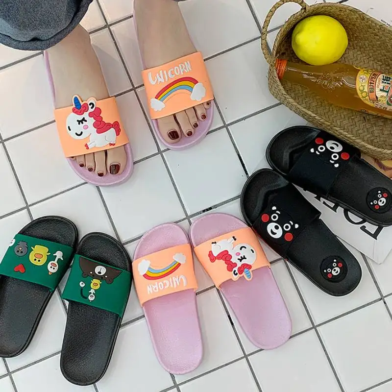 Тапочки детские Нескользящие Радужный Единорог динозавр медведь утка домашние