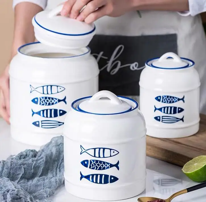 

Ceramic Sealed Tank With Cover Portable Sealed Jar Travel Tea Candy Storage Tank Travel Tea Jar Candy Coffee Container ZB62