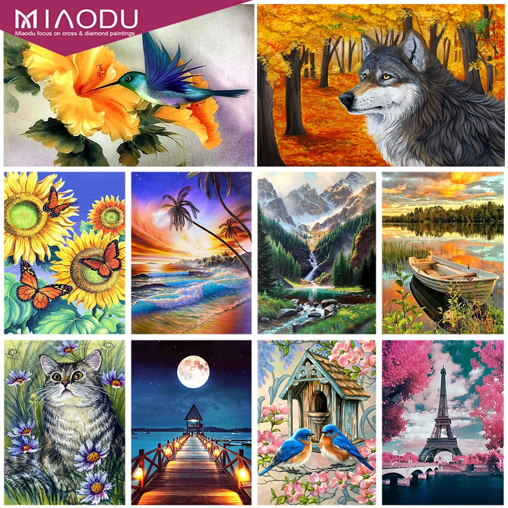 

Landscape 5D Diamond Painting Paris Tower Scene Starry Sky Round Diamond Mosaic Pattern Home Decoration DIY Handmade Wall