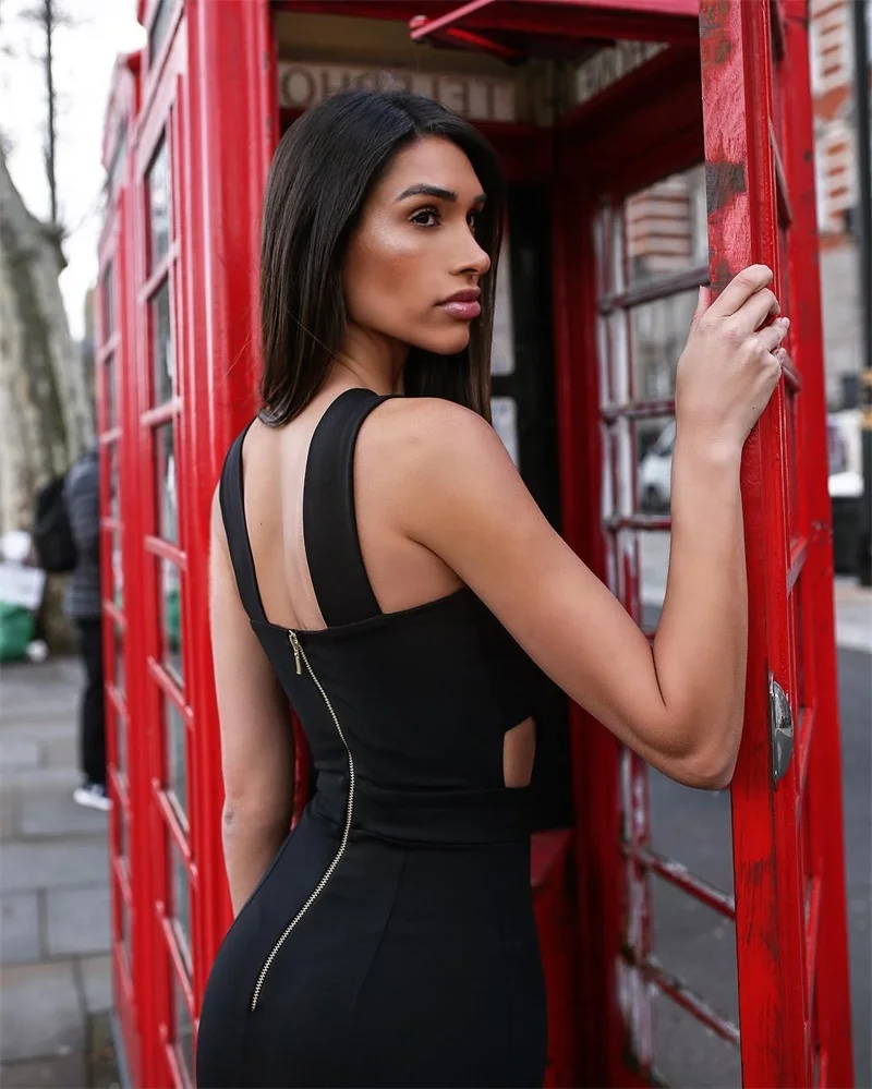 Сексуальное облегающее платье без рукавов с вырезами для женщин Новое