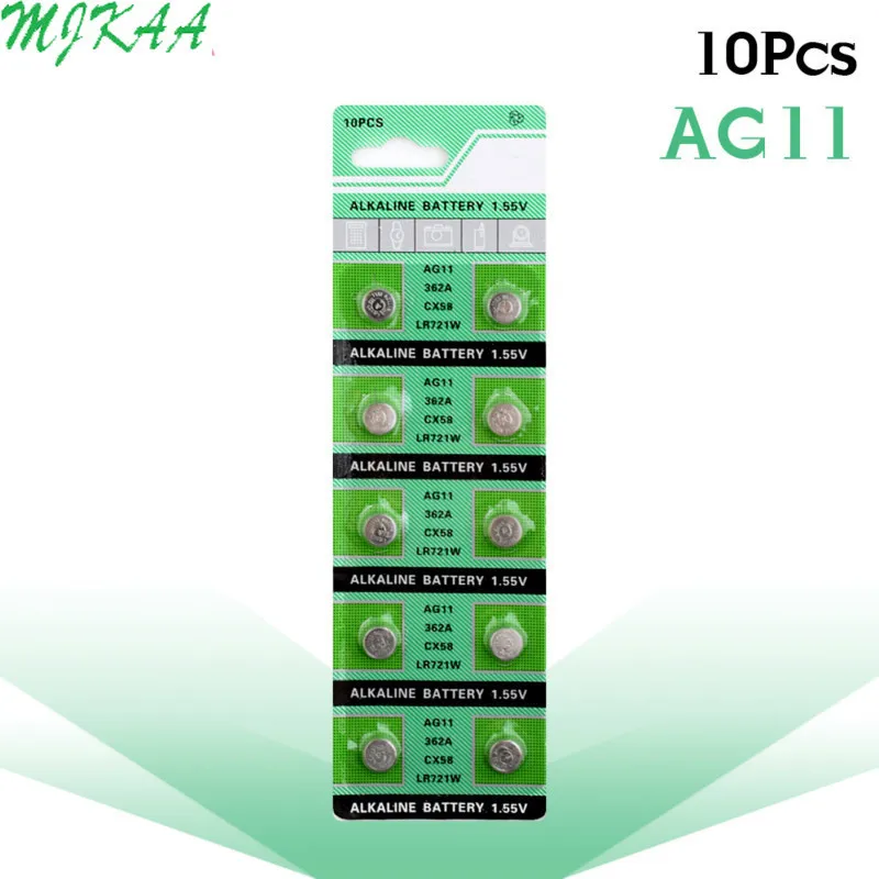 

10pcs/pack AG11 LR721 362 Button Batteries SR721 162 Cell Coin Alkaline Battery 1.55V For Watch Toys Remote