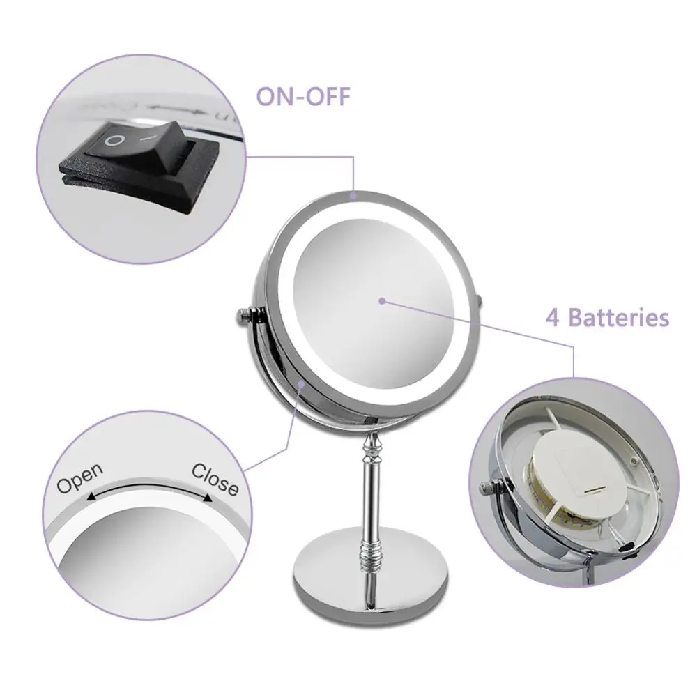 

LED Touch Screen Makeup Mirror Square Vanity Mirror Princess Wedding Tools