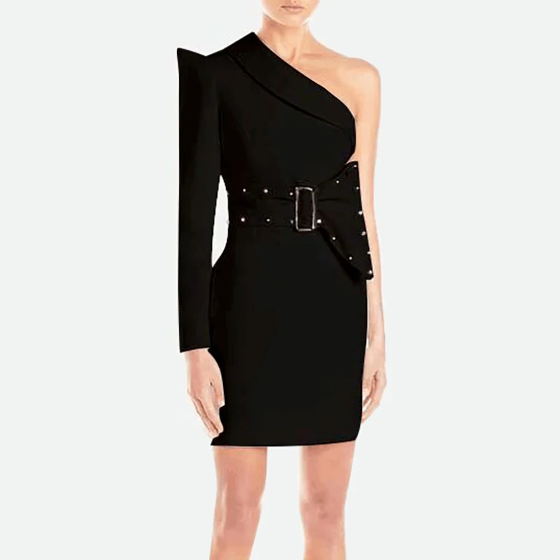 Женское офисное платье Max Spri облегающее мини-платье на одно плечо с высокой