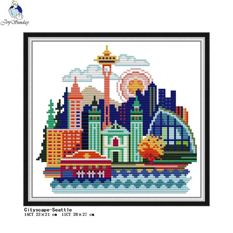 City Scenery Counting Cross Stitch Kits DIY Art Pattern 11CT 14CT Stamping Needlework Set Fabric Embroidery Kit Home Decor | Дом и сад