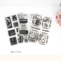 new 3pcs1lot retro stamp english letters ticket journey silicone transparent seal diy scrapbook photo album greeting card paper