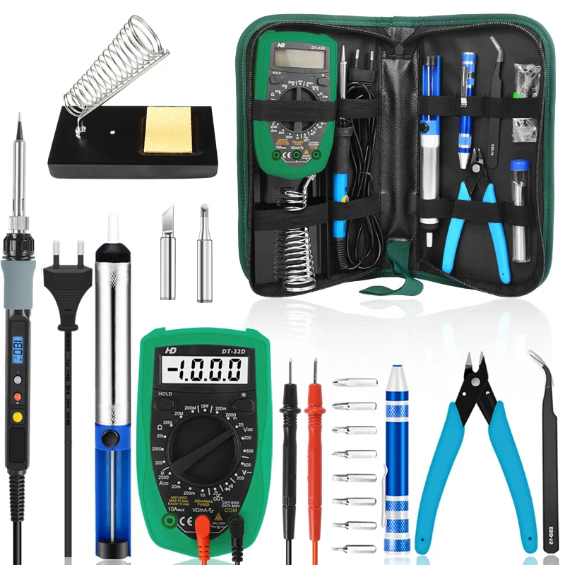 

Handskit 110V 220V 80W 60W Soldering Iron Kit Multimeter Screwdriver Adjustable Temperature Electric Solder Iron Welding Tools