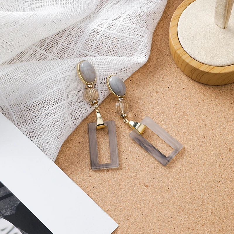 Винтажные прямоугольные геометрические модные висячие серьги массивные длинные