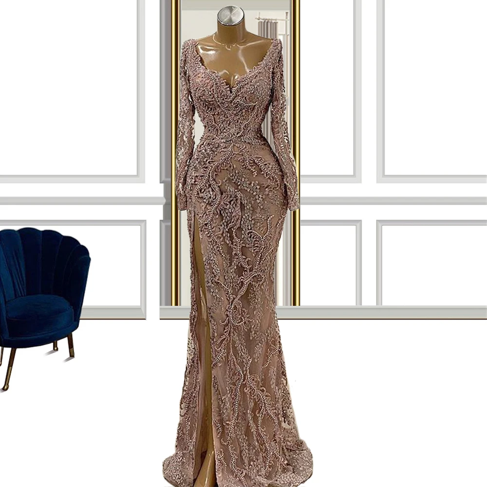 

Коричневая одежда с длинным рукавом платья на выпускной 2021 элегантное платье для женщин Для свадебной вечеринки Свадебные платья большая акция Свадебные платья graduación