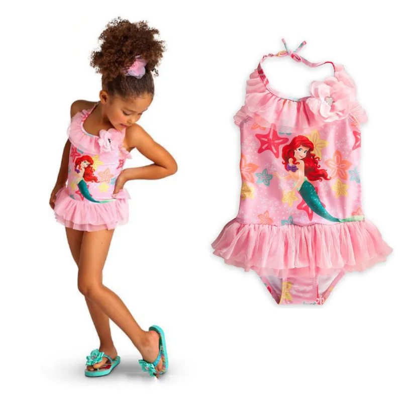 Слитный купальник для девочек купальный костюм бикини маленьких Русалочка