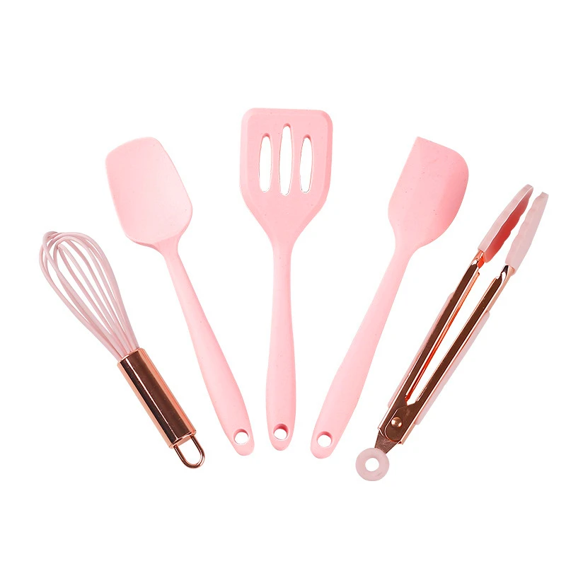 

Набор миниатюрных силиконовых кухонных принадлежностей, 5 шт., антипригарные, устойчивые к высоким температурам, домашние кухонные принадл...