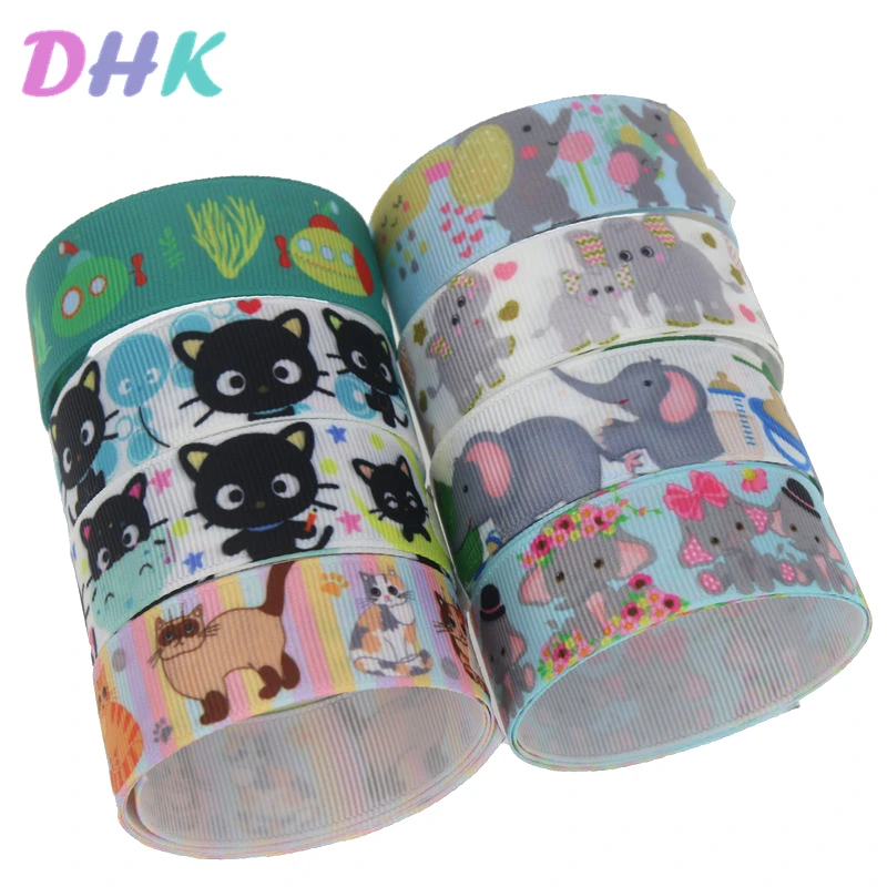 DHK 10 ярдов подводная лодка слон Кошка Печатный Grosgrain ленточный аксессуар головной