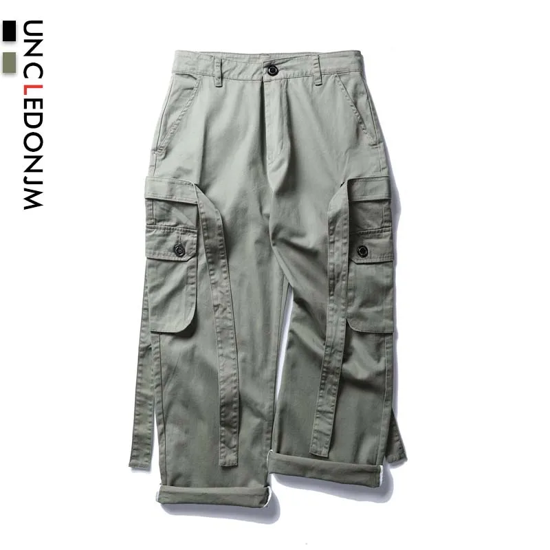 UNCLEDONJM ленты мульти карман брюки карго свободные мужские тактические уличные