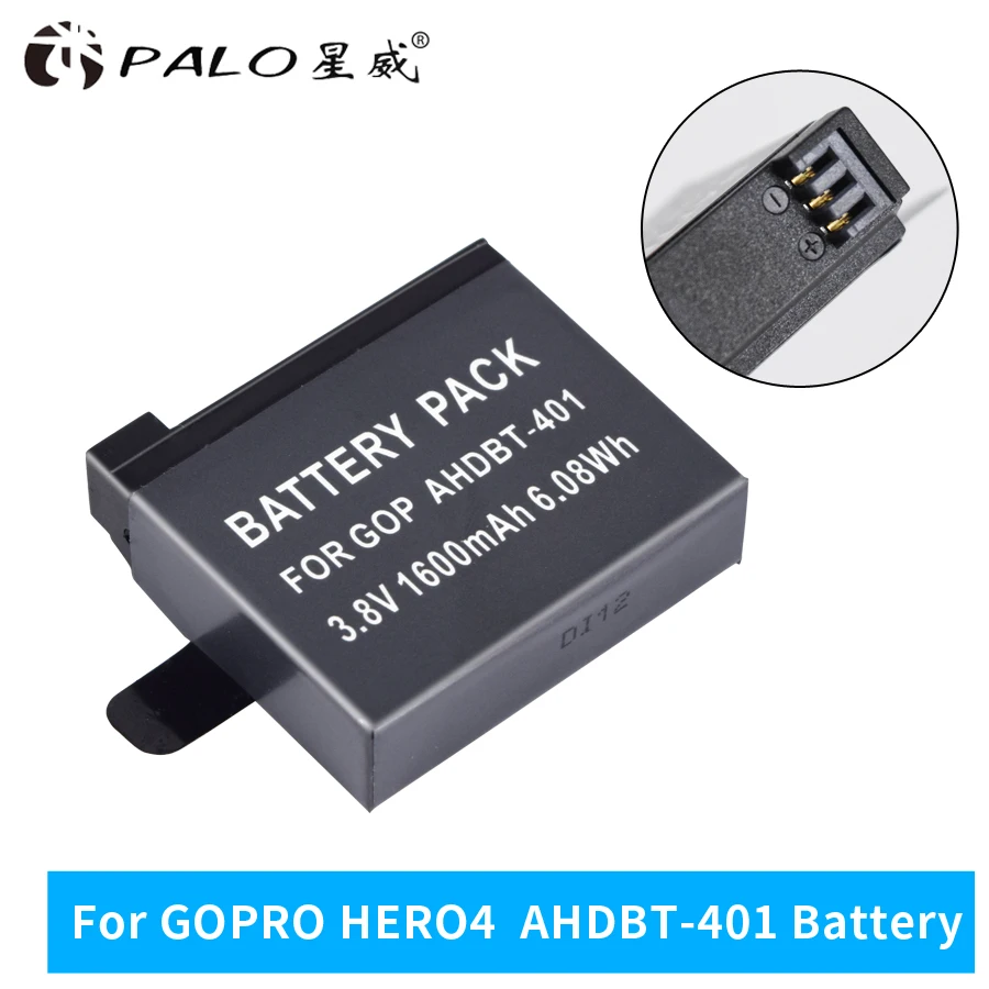 Сменные батареи для GoPro go pro GoPro4 HD Hero 4 Hero4 шт./лот 1600 мАч AHDBT 401 402 черный серебристый |