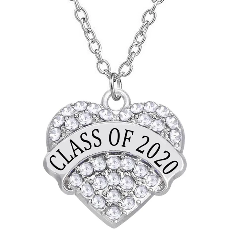 Colorful Rhinestone Crystal Heart Charm &ampamp CLASS OF 2020 Label Pendant Make Graduation Gifts Souvenir Necklace | Украшения и
