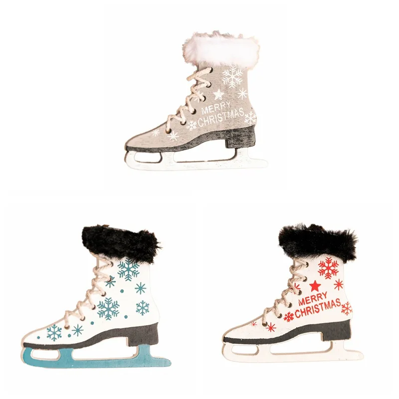 1 шт. Рождественская подвесная деревянная ледяная обувь для скейтборда с