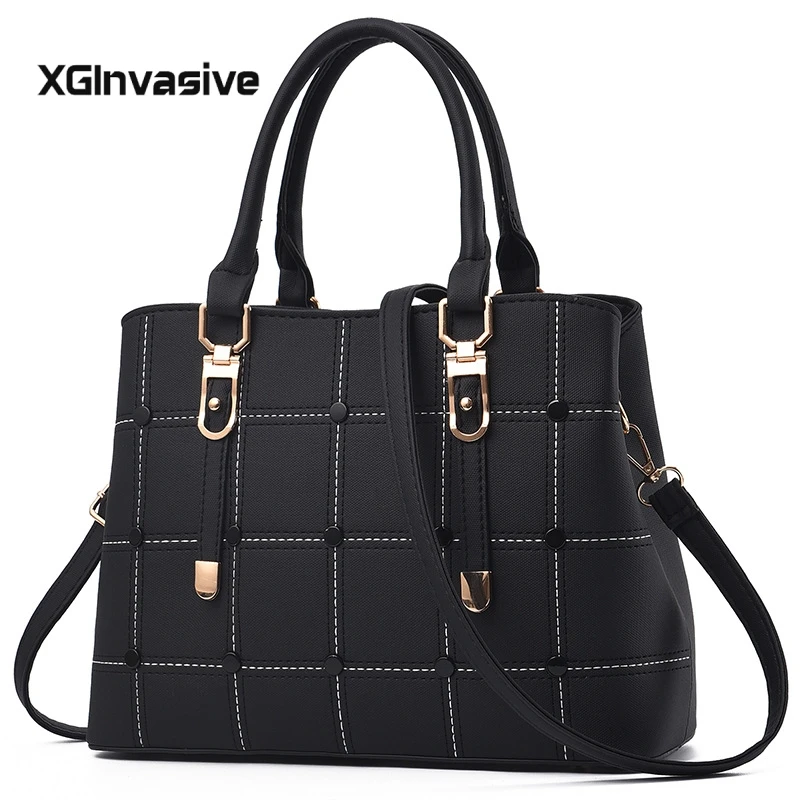 

Women's Leather Handbags Designer Fashion Brand Large Capacity Plaid Shoulder Bags High Quality Wild Crossbody Hand Bag Trend