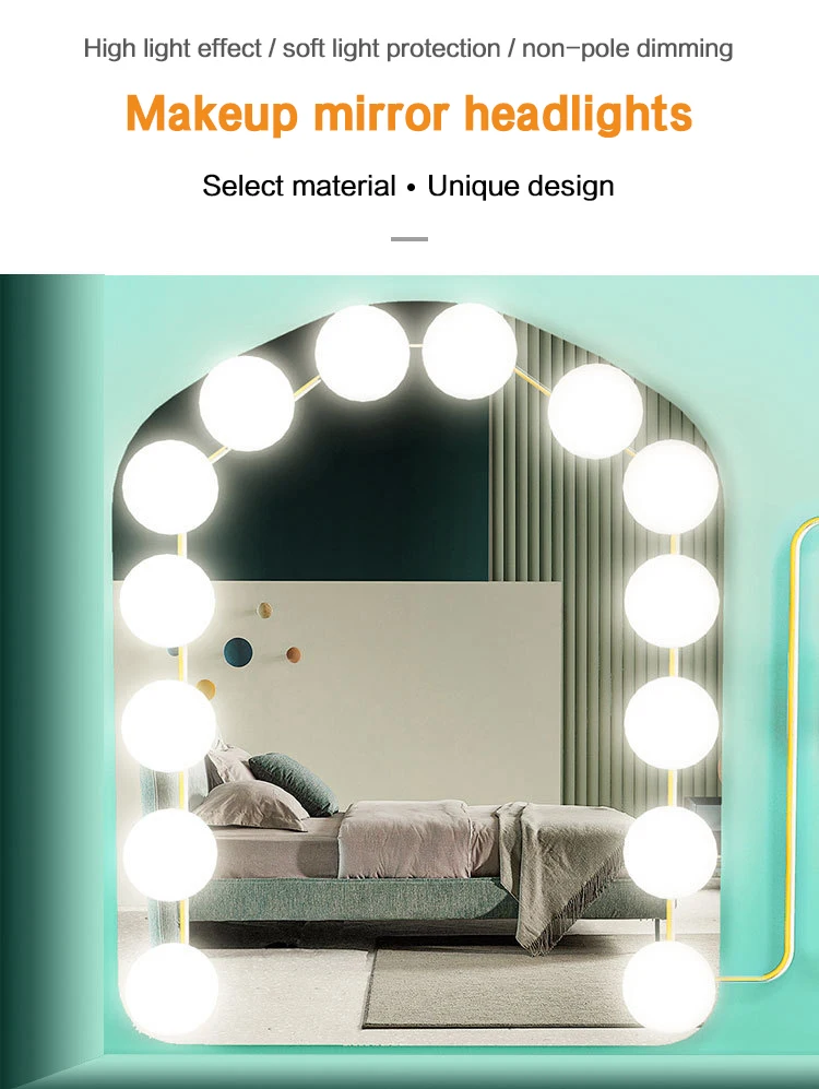 Светодиодная зеркальная лампа светильник розовый Голливуд косметическое