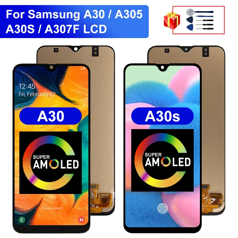 A30 A30S дисплей для Samsung Galaxy A305 LCD Super AMOLED A307F сенсорный экран дигитайзер в сборе Часть