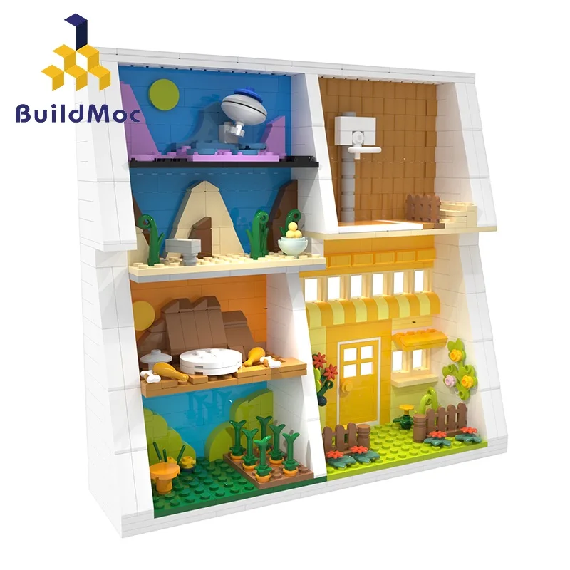 

Buildmoc Creatives Comic Wall Decorate Room Basketball Court Farm Building Blocks Educational Toys Gifts For Adults And Children