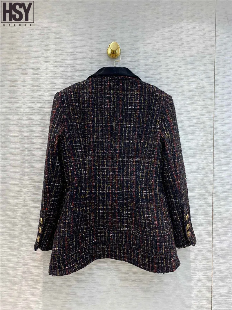 【HSY】2019 Осень Новый женский костюм куртка ацетат лацканы сшивание одна кнопка