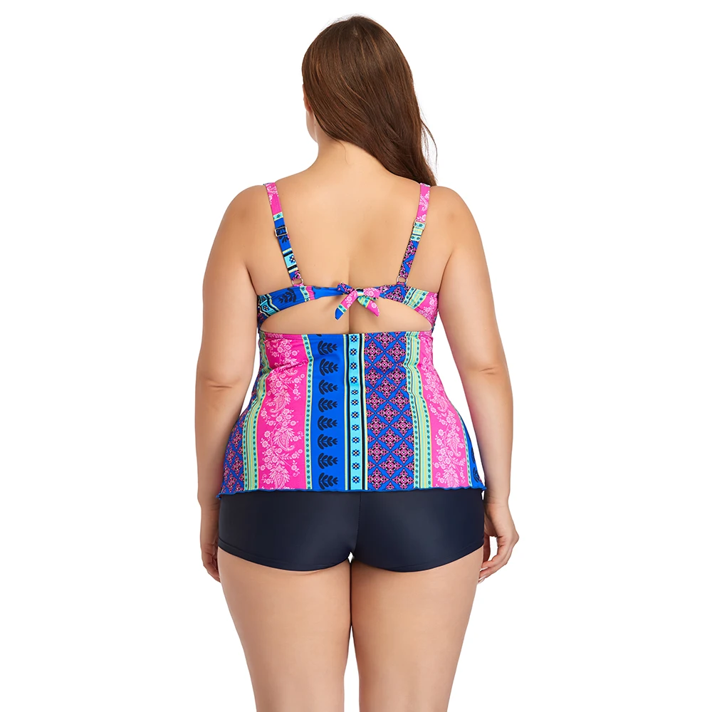 

2021 New Sexy Swimsuit Two-Piece 4XL Big Size Travel Vacation Fat Lady Plus Bust Woman Swimwear Print Beachwear Hot Spring Skirt