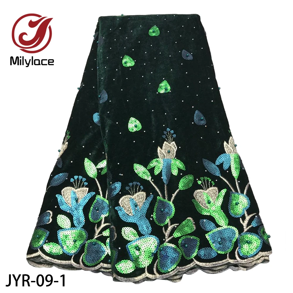 

African Velvet Lace Fabric with Sequins 2020 High Quality Lace French Lace Fabric Nigerian Lace Fabric 5 Yards for Dress JYR-09