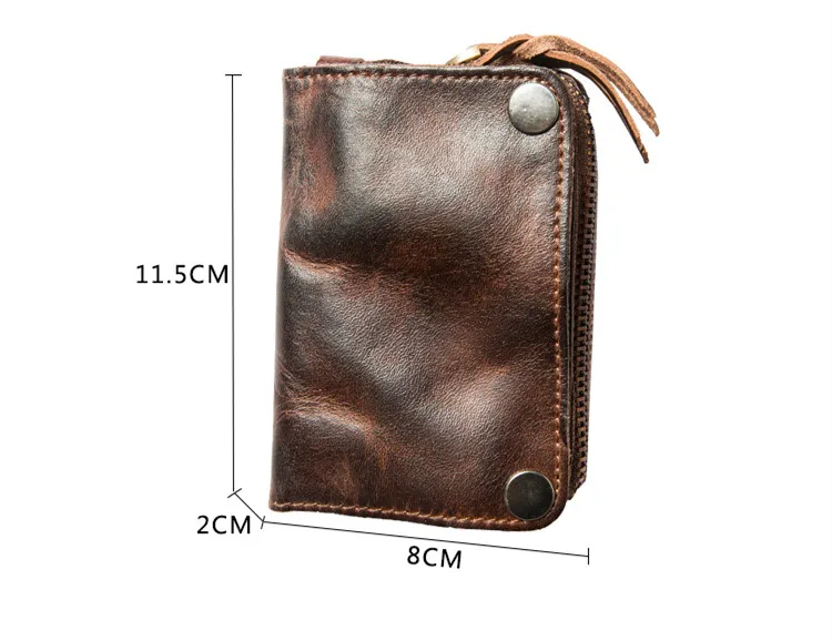 Мужской кожаный чехол для ключей большая емкость растительного дубления кошелек