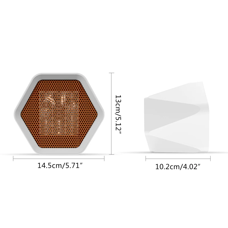 

600/1000W Mini Electric Heater Temperature Control Hexagonal Desktop Heating Warmer Air Fan Home Office