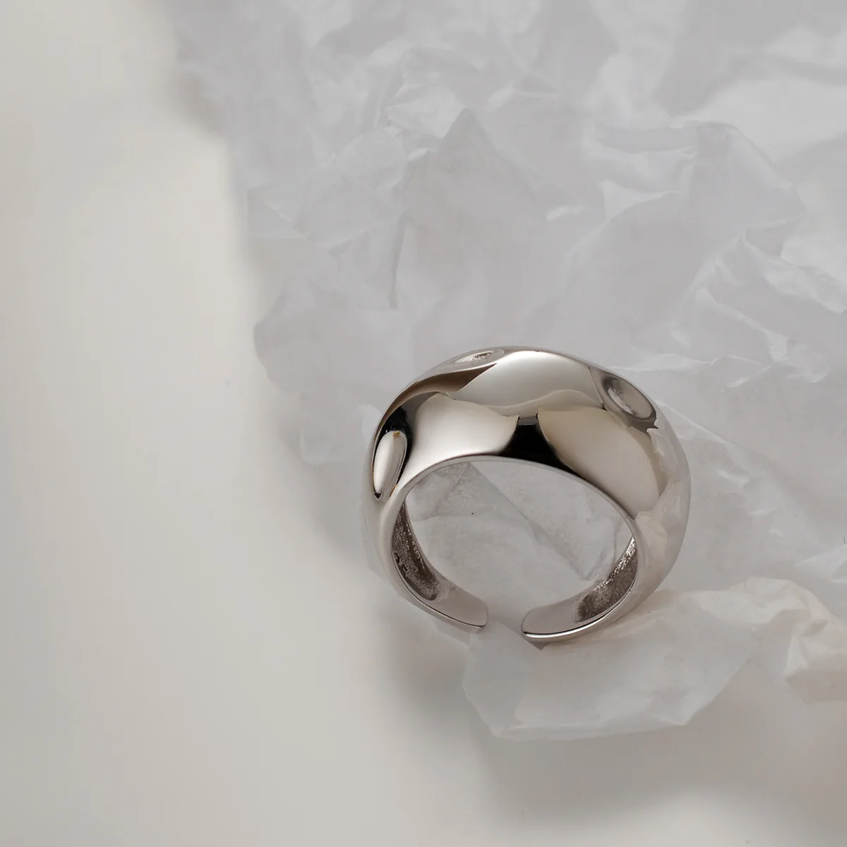 

Sterling 925 Silver Simple Style Irregular Concave Fashion Open Finger Rings Gifts For Women Designer Luxury 2021 Jewellery