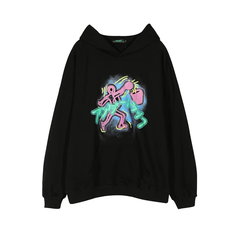 

High Quality Anime Printing Hoodie men women Oversize hooded Sweatshirts Hiphop Streetwear Casual Hoodies Pullover Green /Black