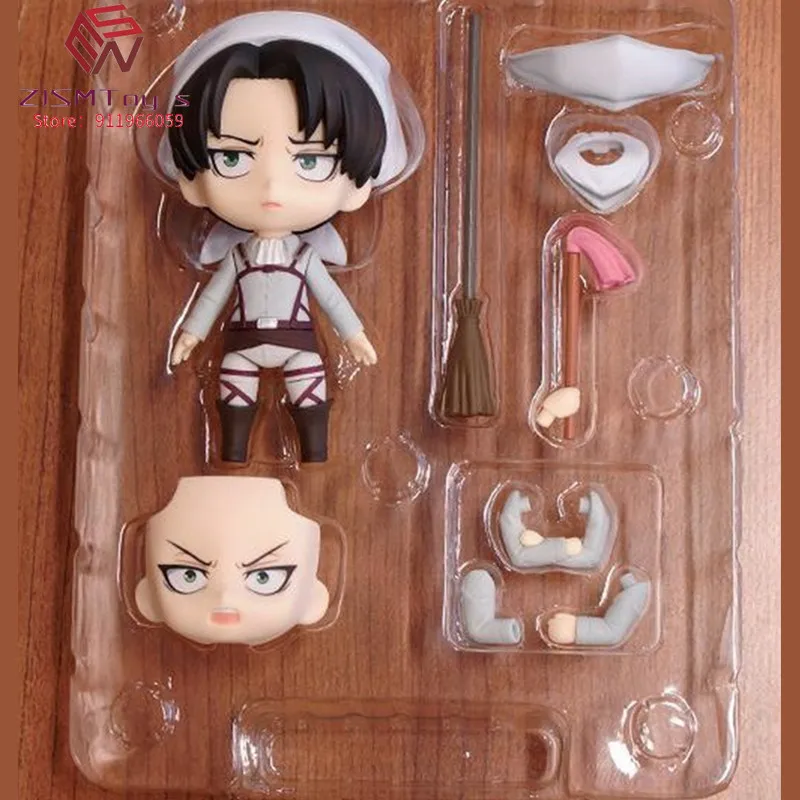 

10cm anime Attack On Titan figure Levi Ackerman Figurine cleaning Ver. 417# PVC Action Figure Collectible Model toys for kids