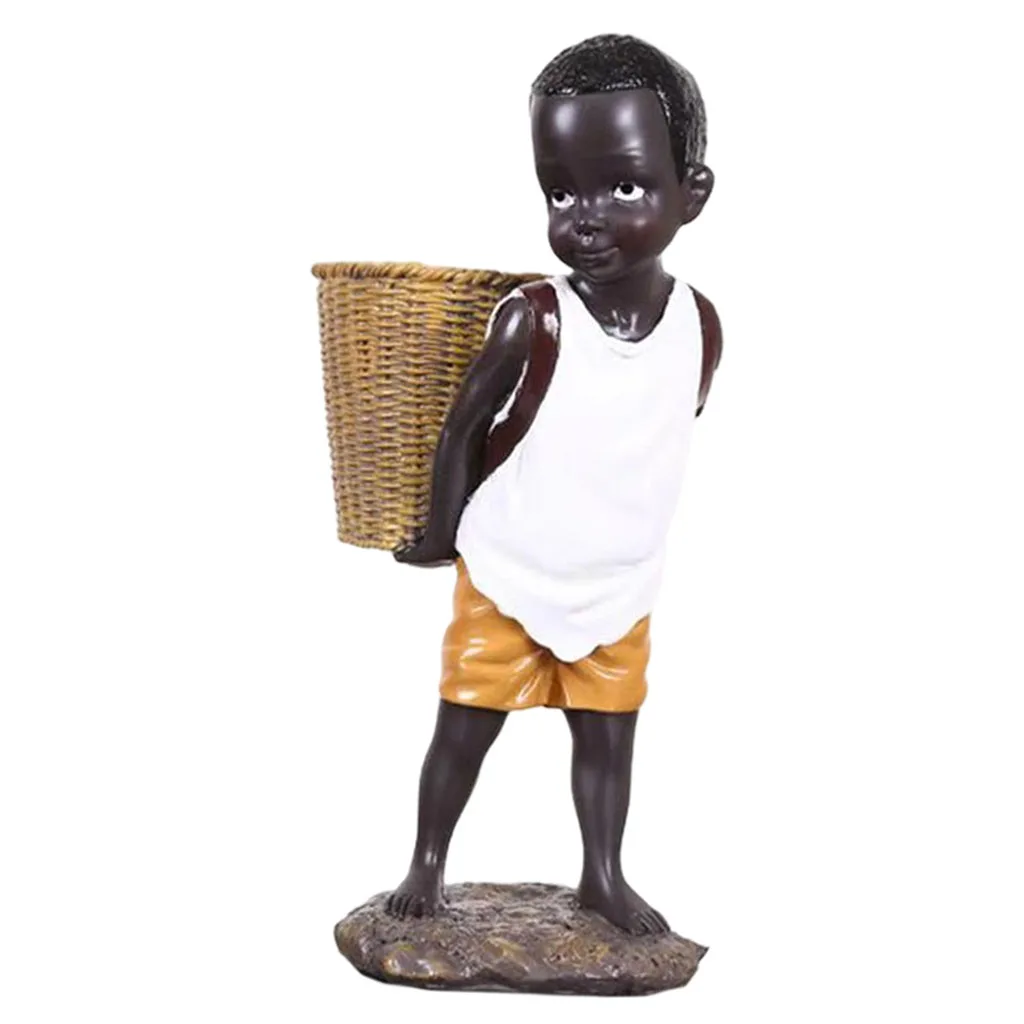 

Коллекционная Фигурка мальчика, этническая детская статуя, коллекционное произведение искусства, Африканский Декор для дома, кабинета, сто...