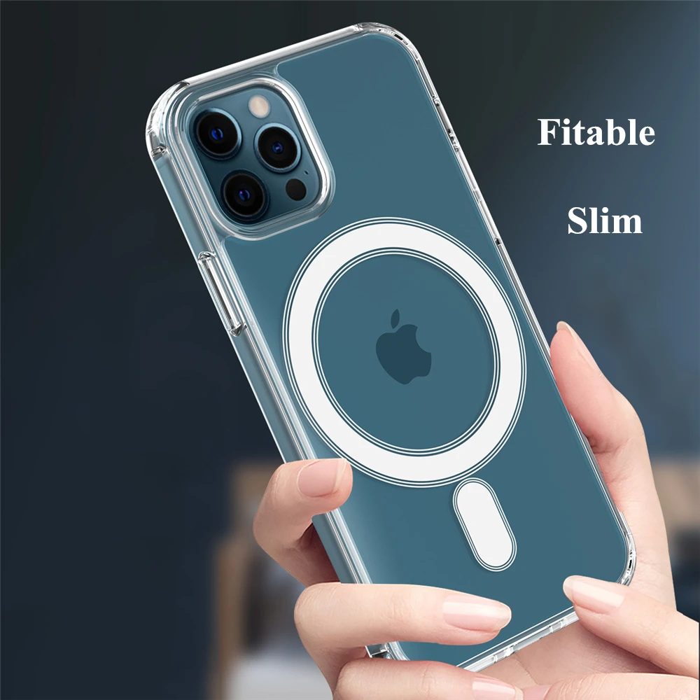 

Clear Wireless Charging Magnetic Adsorption Magsafe Case for Iphone 12 Pro Max 12Mini Jelly Soft Bumper Protective Cover Coque