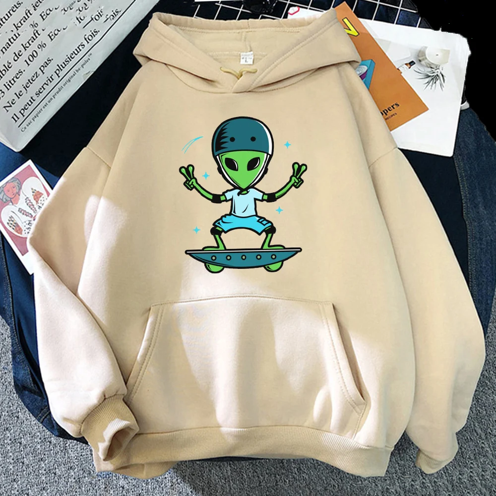 

Ready For Mars Alien Skateboard Hoodies Long Sleeve Tops Womens Sweatshirts Anime Hoodie Streetwear Women Pullover Unisex Hoody