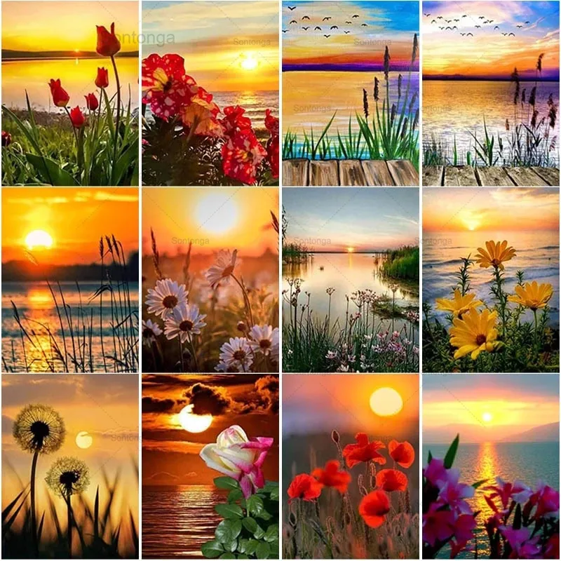 

5D Diy Diamond Painting Sunset Scenery Diamond Embroidery Landscape Cross Stitch Full Square Round Drill Crafts Home Decor Gift