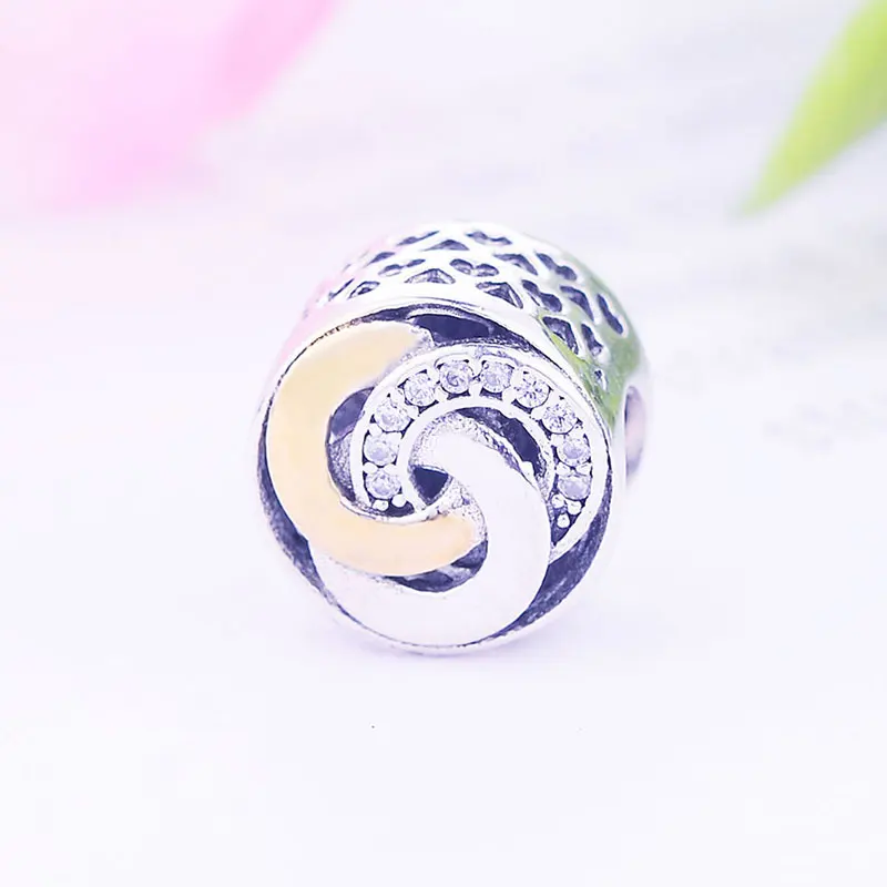 925 пробы серебряный золотой цвет круги Перекрещенные мощность циркониевые