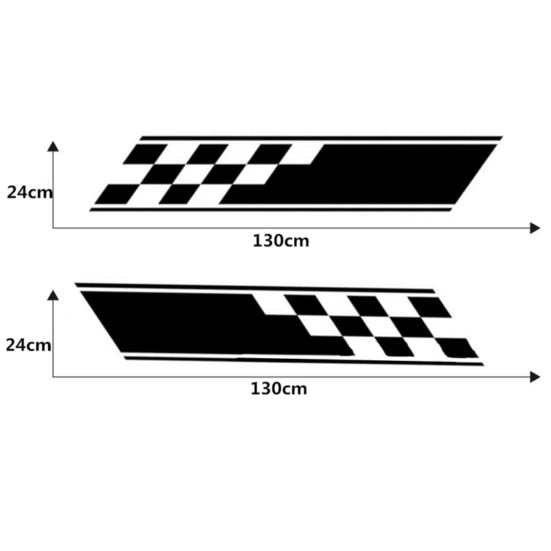 

2Pcs Racing Plaid Hood Side Door Fender Stripes Decal Stickers for Car Truck SUV