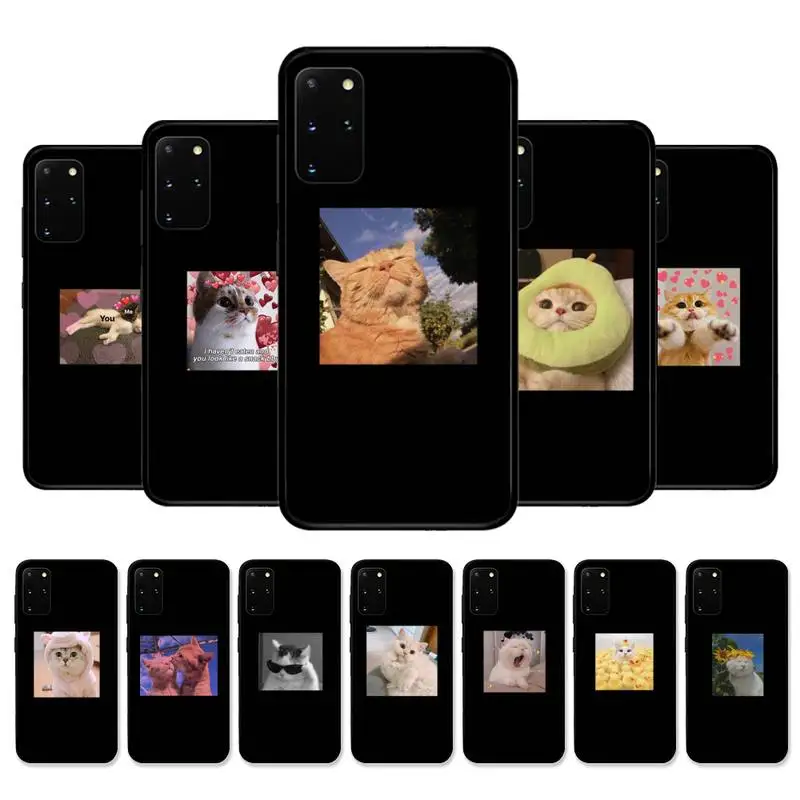 

Cute kitten Black Phone Case for Samsung S21 S10 Lite S20 Ultra S9 S8 Plus S7 S6 edge S5 cover