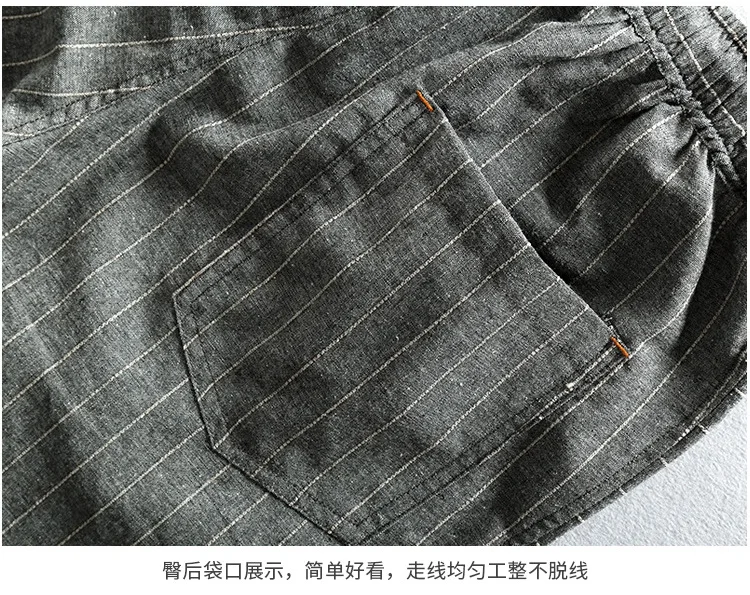

Hot Sale 2021 Summer New Style Men's Linen Pants Washed Breathable Cotton Linen Striped Five-point Pants Casual Men's Shorts