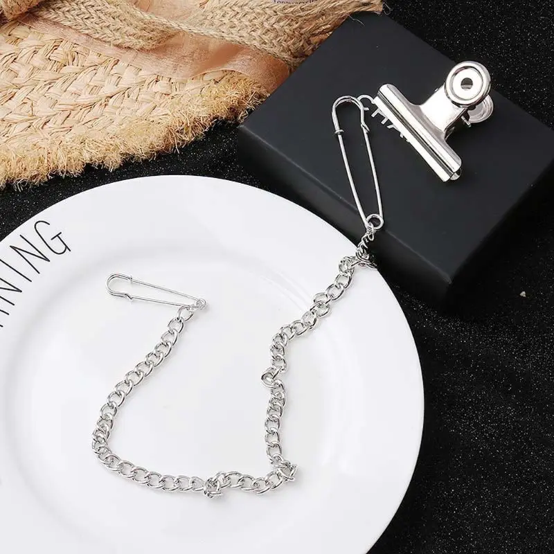 

Vest Suit Big Clip Chain Safety Pins Belt Wallet Chain Earrings Hip Hop Jewerly 45BC