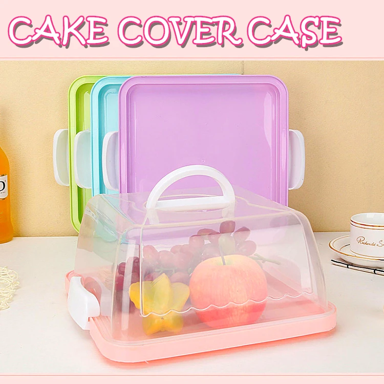 

Cake Cover Case Plastic Round Container Dessert Cupcake Carrier Server Storage Box Tray Kitchen Tool 8 inch color transparent