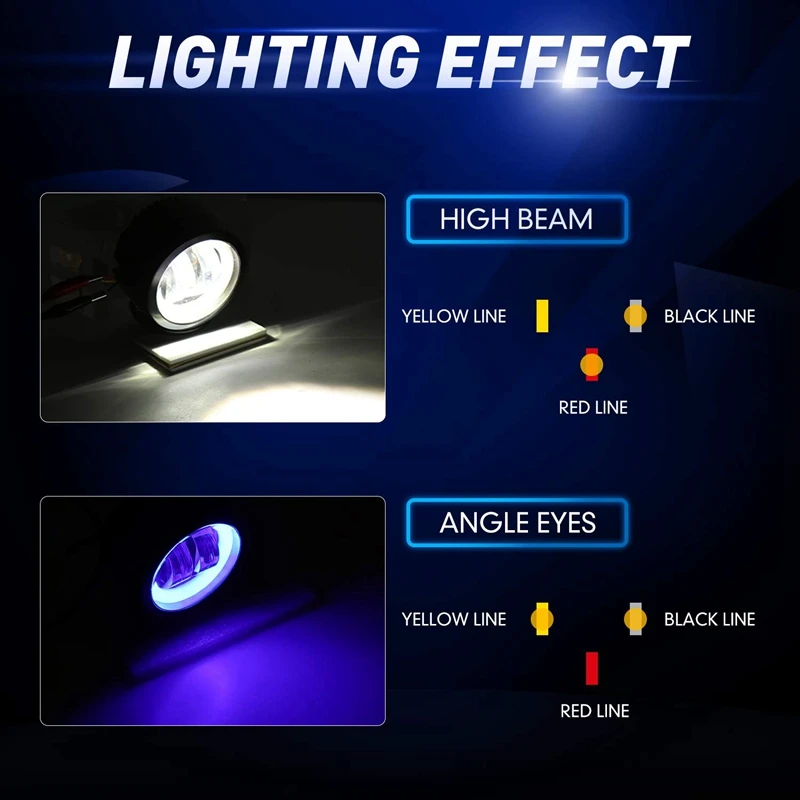 Motorcycle Headlight LED Fog Light 3 Inch 40W Round Blue Angel Eye DRL White 10-80V DC 8000LM Off-Road Vehicle Marine Wate | Автомобили и