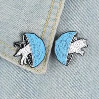 new blue and white cute mushroom snow wolf badge brooch fashion personality animal and plant children cute jewelry brooch gift
