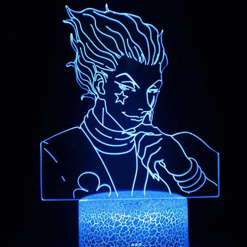 

Акриловый 3d Ночной светильник, светодиодный Ночной светильник с изменением цвета, аниме Hunter Hisoka лампа с сенсорным выключателем