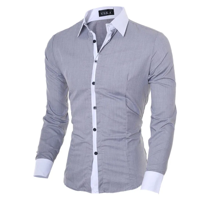 Мужская белая рубашка с длинным рукавом модная однотонная Повседневная