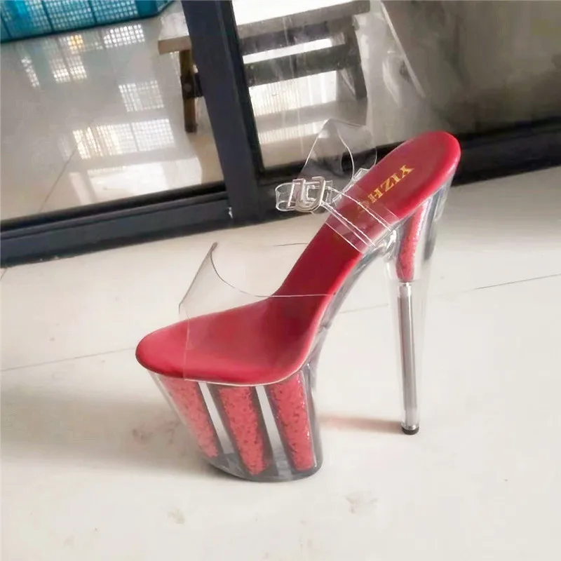 Сандалии на тонком каблуке 20 см водонепроницаемые Босоножки платформе с