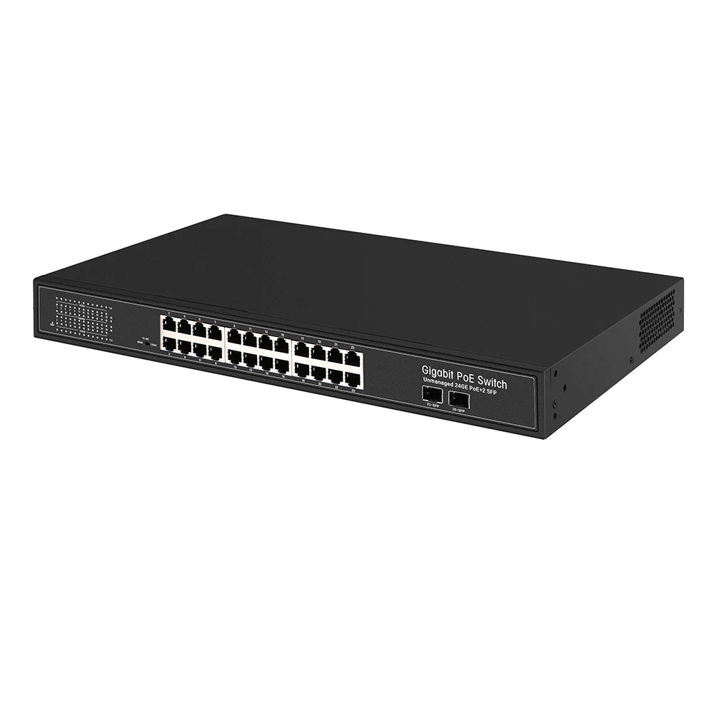 Коммутатор POE 24 порта 24GE + 2SFP fiber 100/1000 Мбит/с гигабитный сетевой коммутатор
